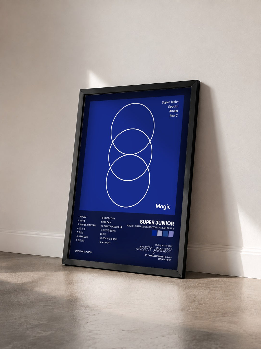 #noir Tableau de l'album MAGIC - SUPER JUNIOR SPECIAL ALBUM PART.2 de SUPER JUNIOR vu de trois quarts, cadre noir