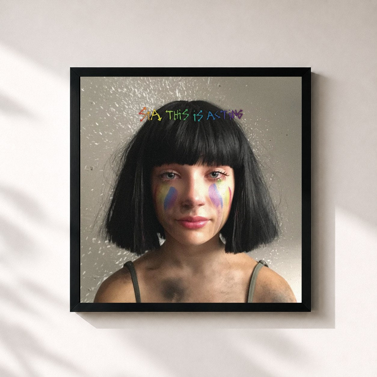 #noir Tableau carré de l'album This Is Acting (Deluxe Version) de Sia, cadre noir 32x32 cm