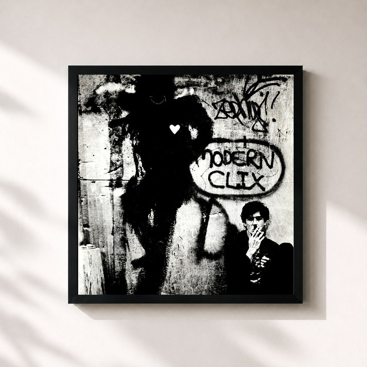 #noir Tableau carré de l'album Clics Modernos de Charly García, cadre noir 32x32 cm