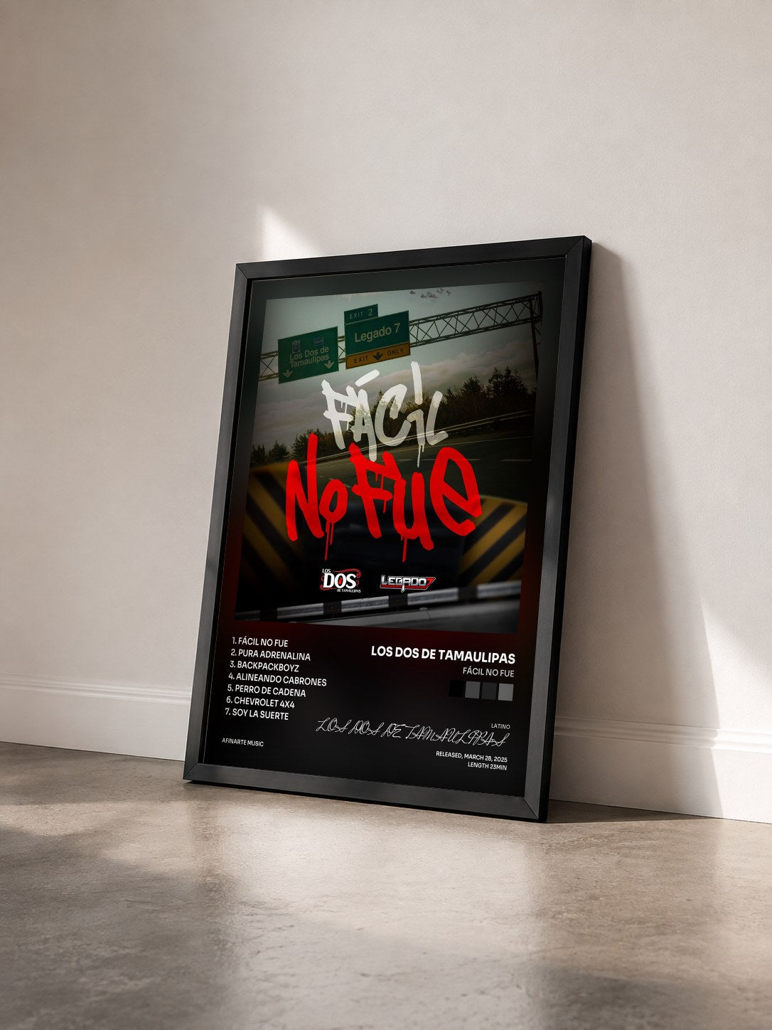 #noir Tableau de l'album Fácil no Fue de LOS DOS DE TAMAULIPAS vu de trois quarts, cadre noir
