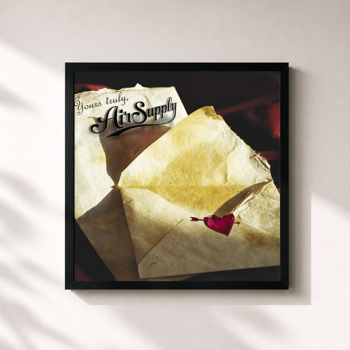#noir Yours Truly by Air Supply as a square framed art print, black 32x32 cm frame