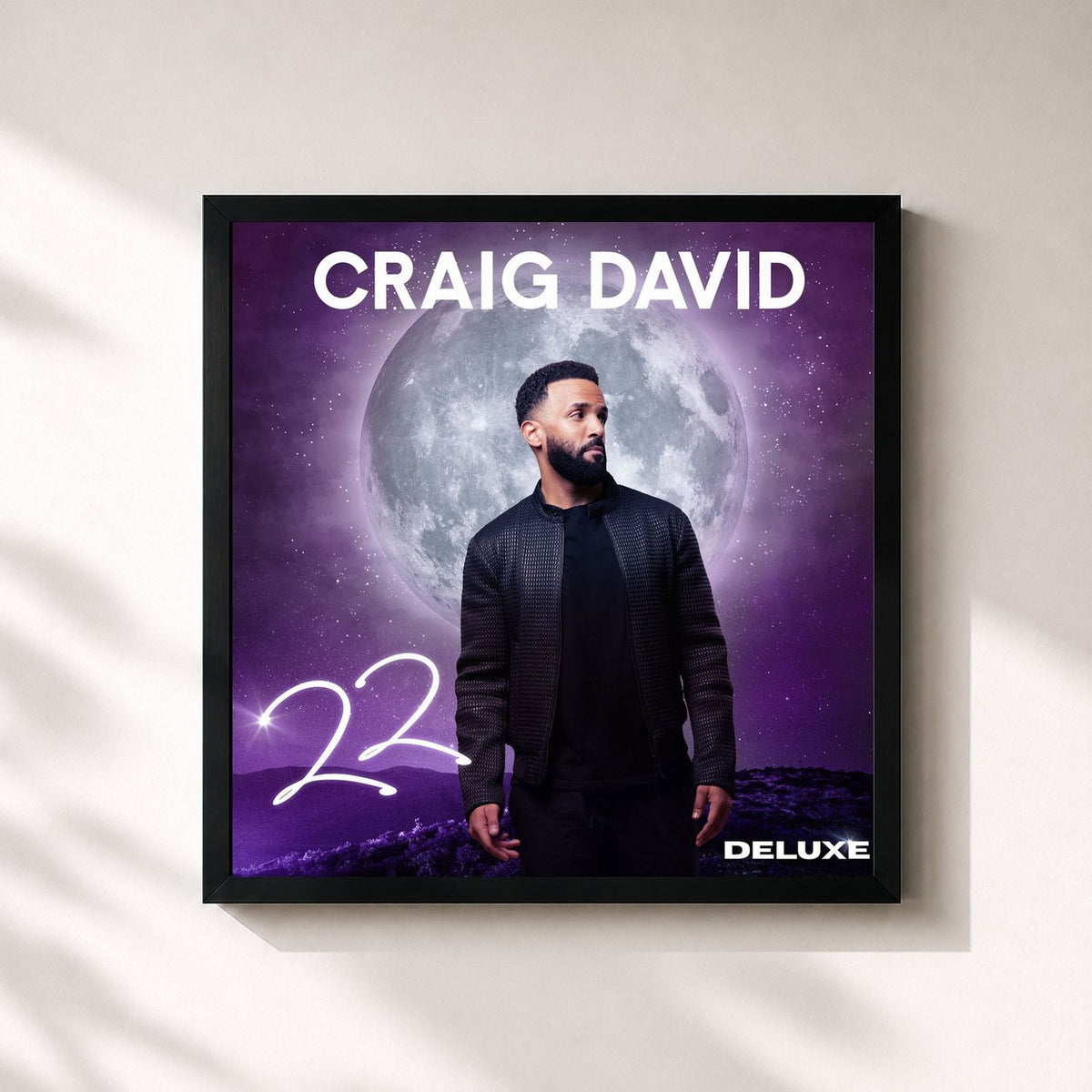 #noir Tableau carré de l'album 22 (Deluxe) de Craig David, cadre noir 32x32 cm