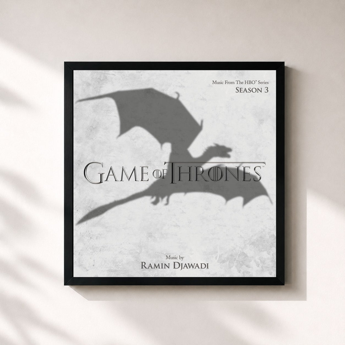 #noir Tableau carré de l'album Game Of Thrones: Season 3 (Music from the HBO Series) de Ramin Djawadi, cadre noir 32x32 cm