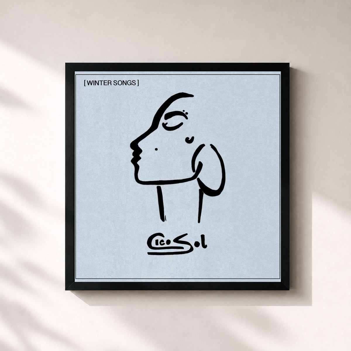 #noir Tableau carré de l'album Winter Songs de Cleo Sol, cadre noir 32x32 cm