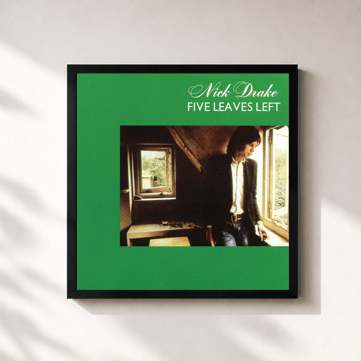 #noir Tableau carré de l'album Five Leaves Left de Nick Drake, cadre noir 32x32 cm