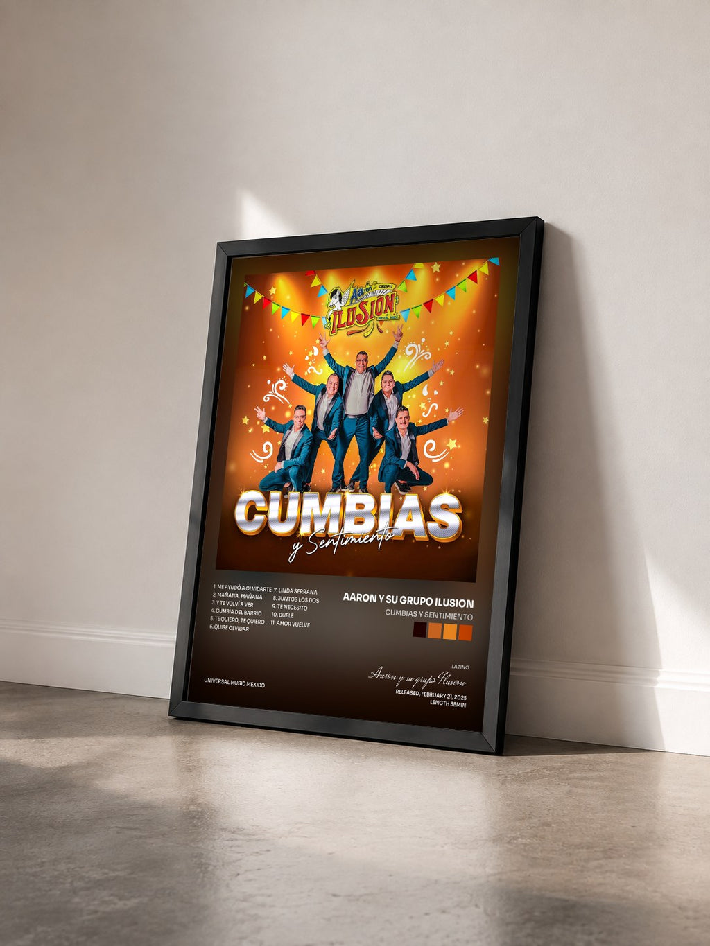 #noir Tableau de l'album Cumbias y Sentimiento de Aaron y su grupo Ilusion vu de trois quarts, cadre noir