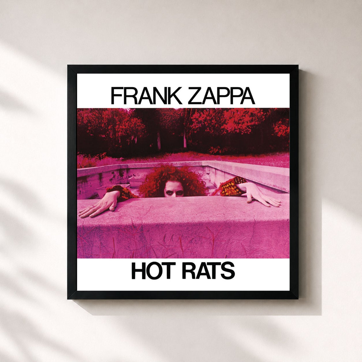 #noir Tableau carré de l'album Hot Rats de Frank Zappa, cadre noir 32x32 cm
