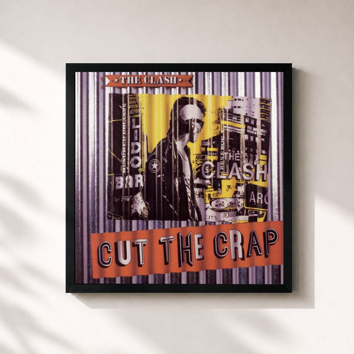 #noir Cut The Crap di The Clash in stampa quadrata incorniciata, cornice nera 32x32 cm