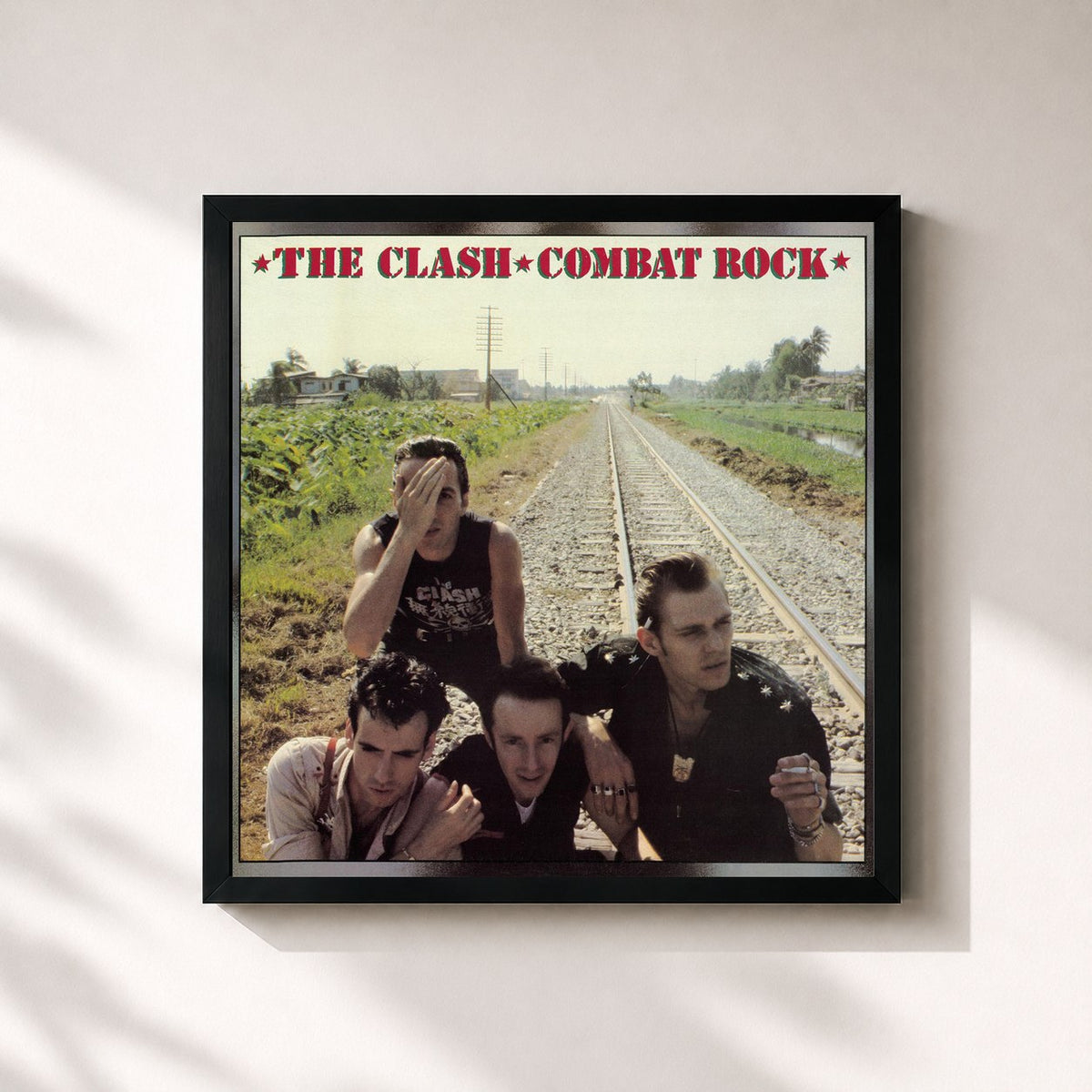 #noir Combat Rock (Remastered) di The Clash in stampa quadrata incorniciata, cornice nera 32x32 cm
