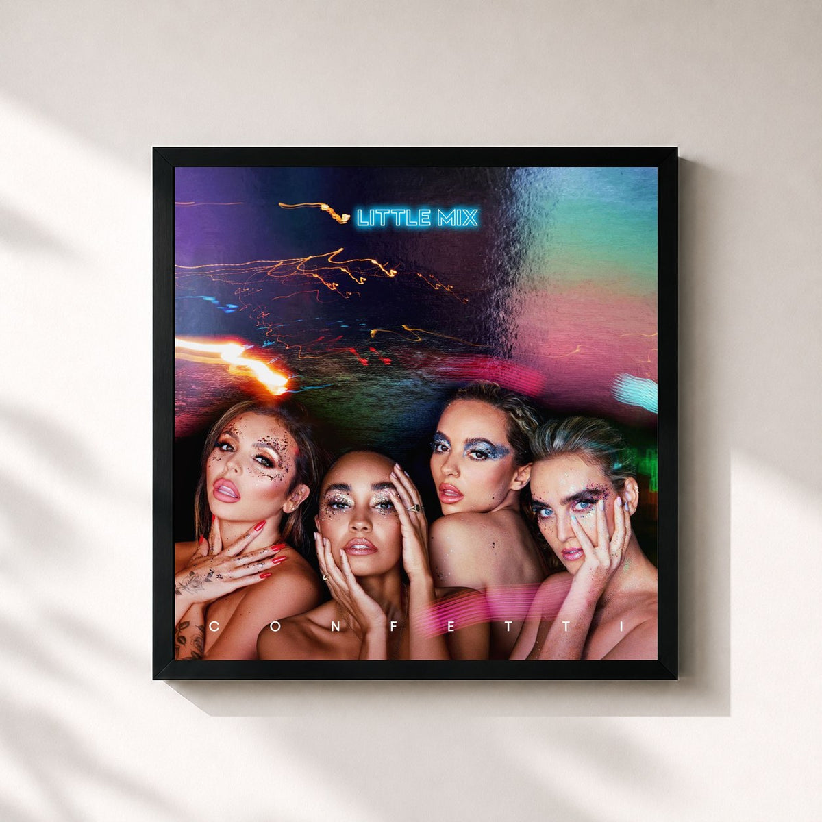#noir Tableau carré de l'album Confetti (Expanded Edition) de Little Mix, cadre noir 32x32 cm