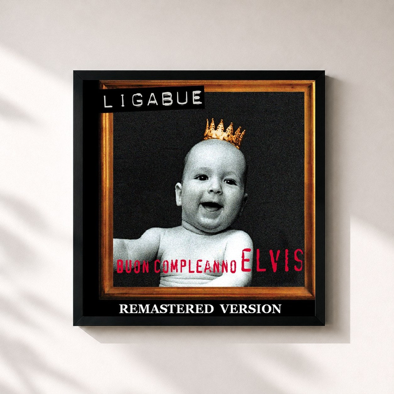#noir Tableau carré de l'album Buon compleanno Elvis [Remastered Version] de Ligabue, cadre noir 32x32 cm