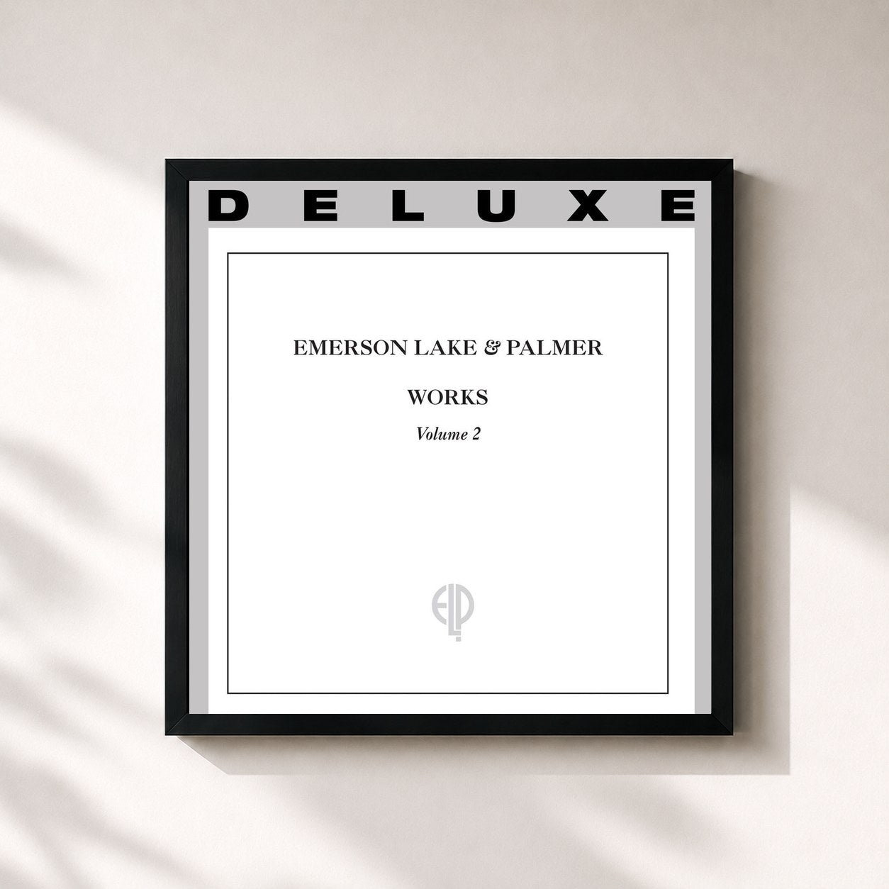 #noir Tableau carré de l'album Works (Vol. 2 / Deluxe Edition) de Emerson, Lake & Palmer, cadre noir 32x32 cm