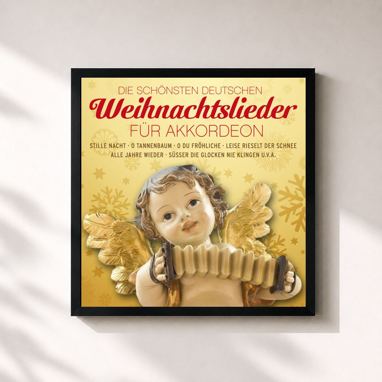 #noir Tableau carré de l'album Die schönsten deutschen Weihnachtslieder für Akkordeon de Weihnachtslieder, cadre noir 32x32 cm