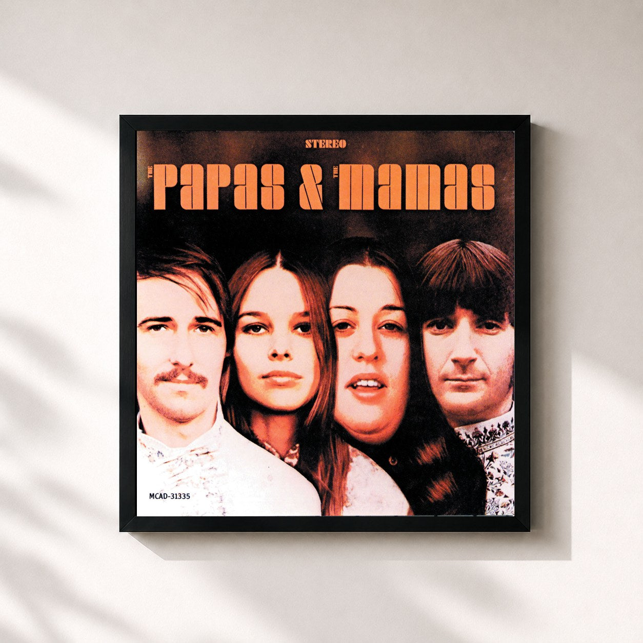 #noir Tableau carré de l'album The Papas & The Mamas de The Mamas & The Papas, cadre noir 32x32 cm