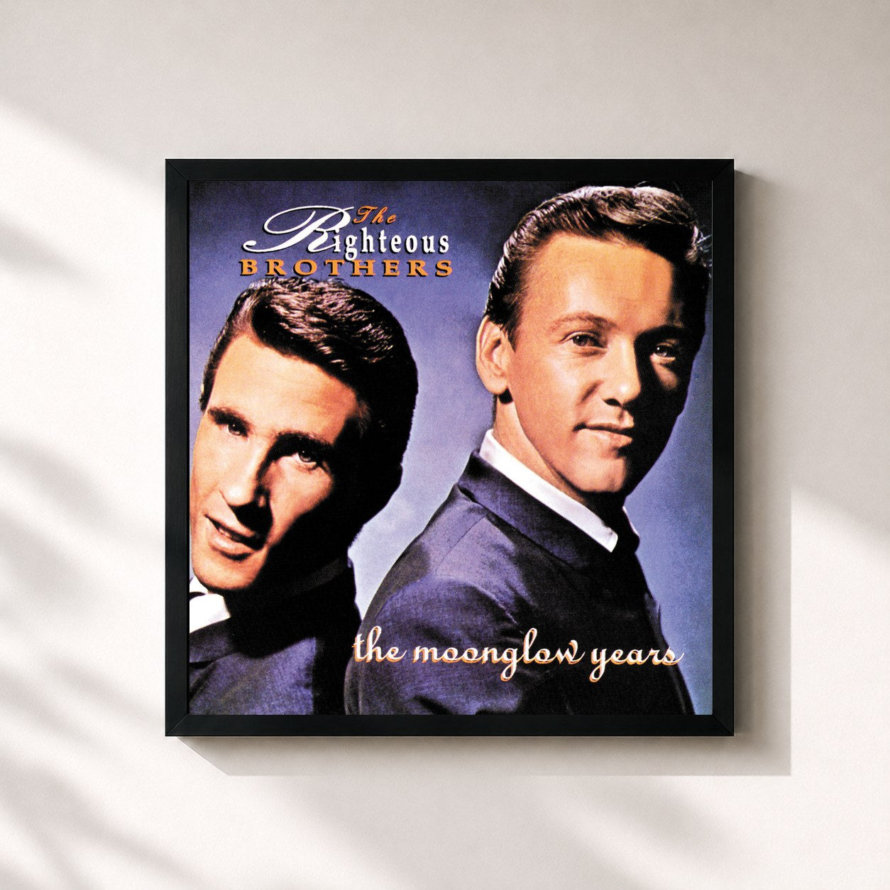 #noir Tableau carré de l'album The Moonglow Years de The Righteous Brothers, cadre noir 32x32 cm