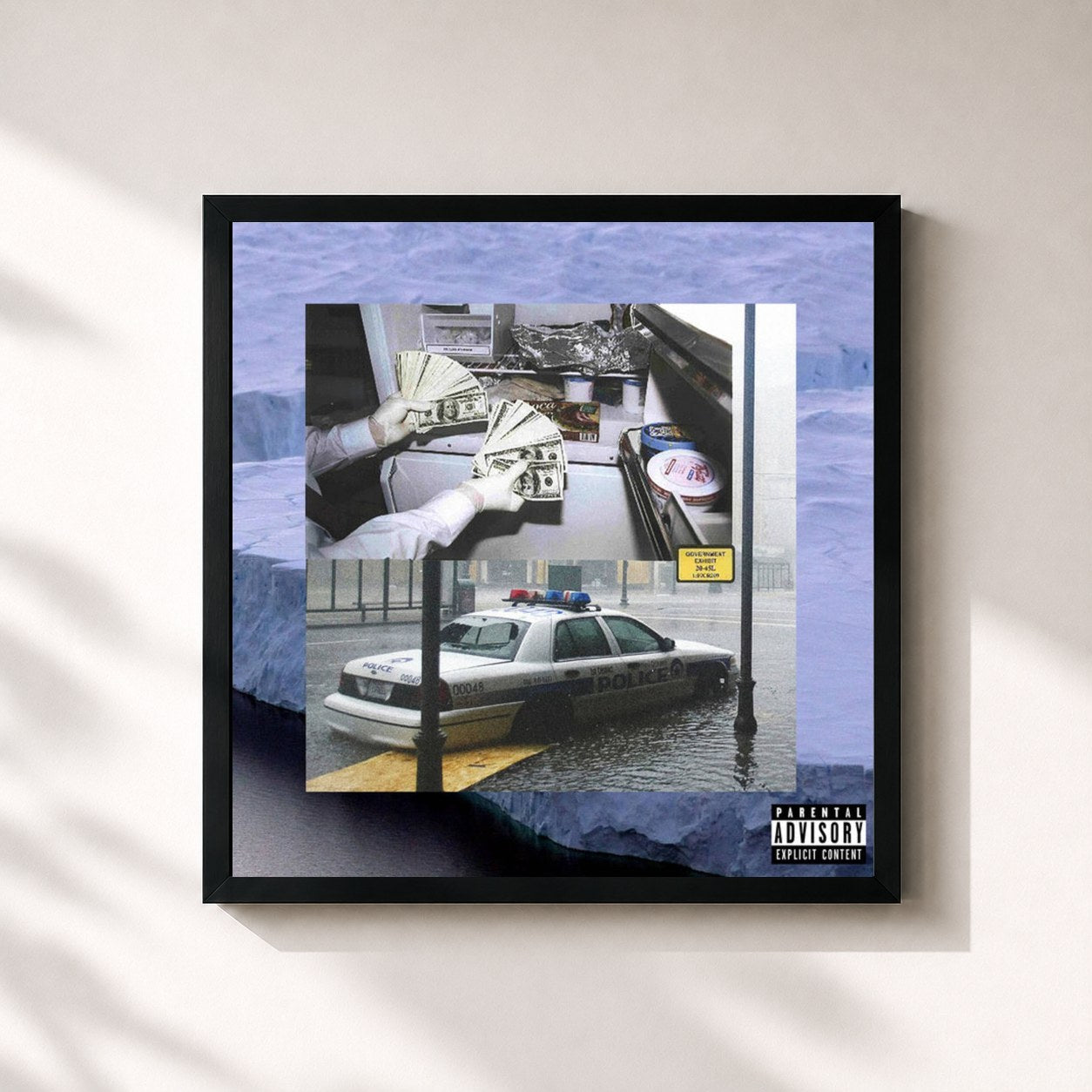 #noir Tableau carré de l'album KILL YOURSELF Part XII: The Dark Glacier Saga de $uicideboy$, cadre noir 32x32 cm