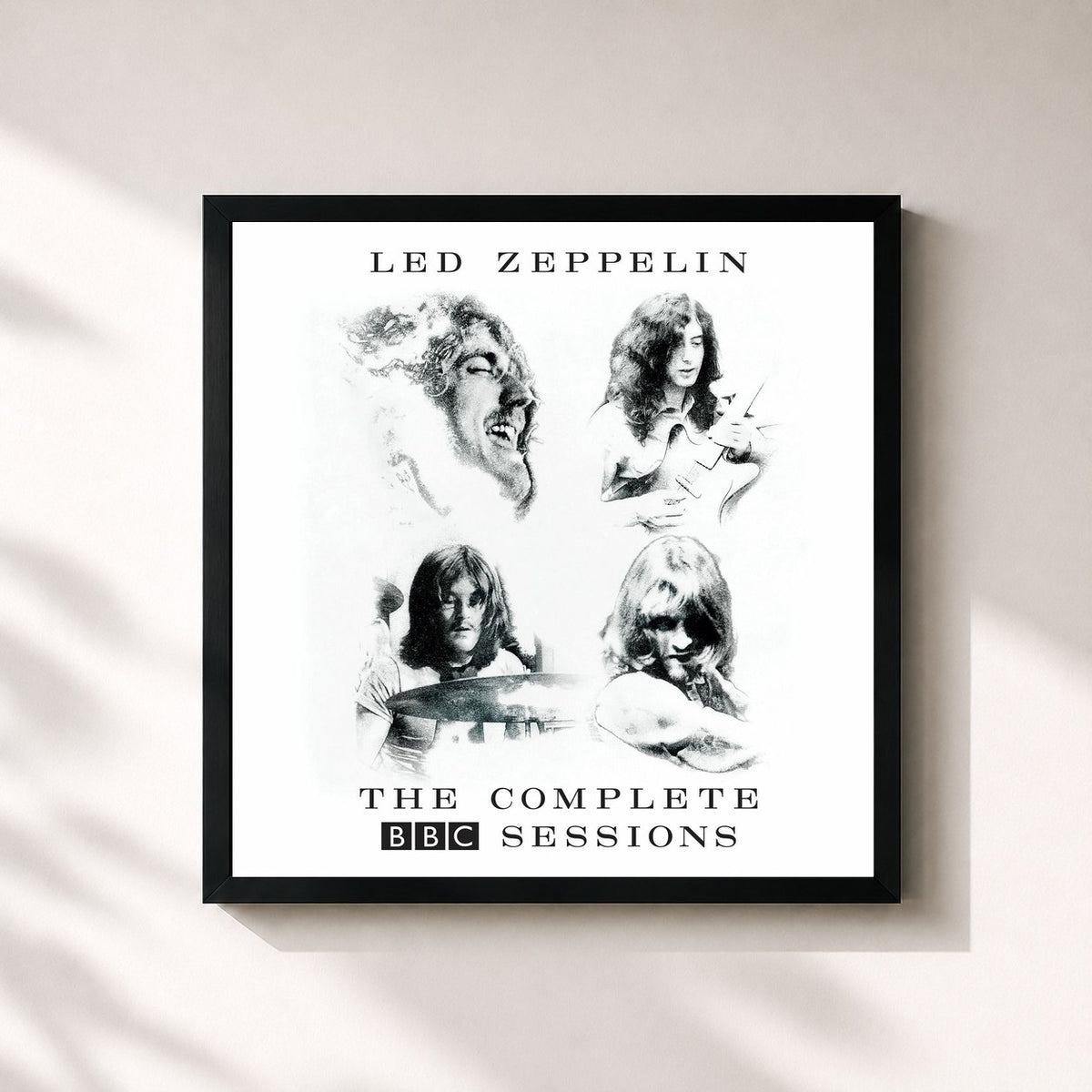 #noir Tableau carré de l'album The Complete BBC Sessions (Remastered) de Led Zeppelin, cadre noir 32x32 cm
