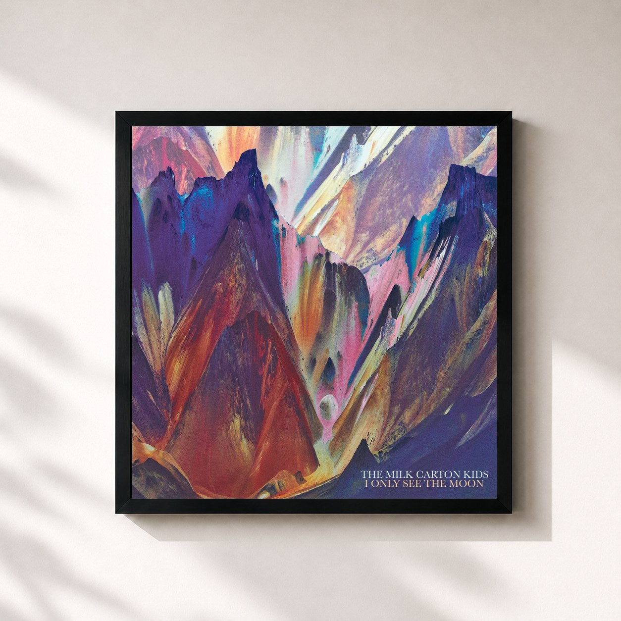 #noir Tableau carré de l'album I Only See the Moon de The Milk Carton Kids, cadre noir 32x32 cm