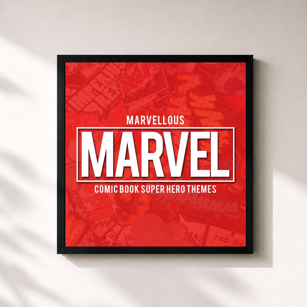 #noir Tableau carré de l'album Marvellous Marvel - Comic Book Super Hero Themes de L'orchestra Cinematique, cadre noir 32x32 cm