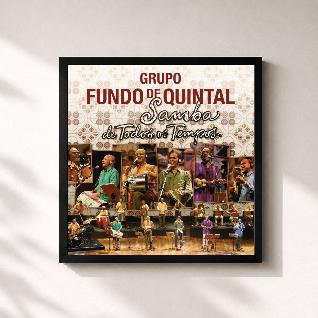 #noir Tableau carré de l'album Samba de Todos os Tempos de Grupo Fundo De Quintal, cadre noir 32x32 cm