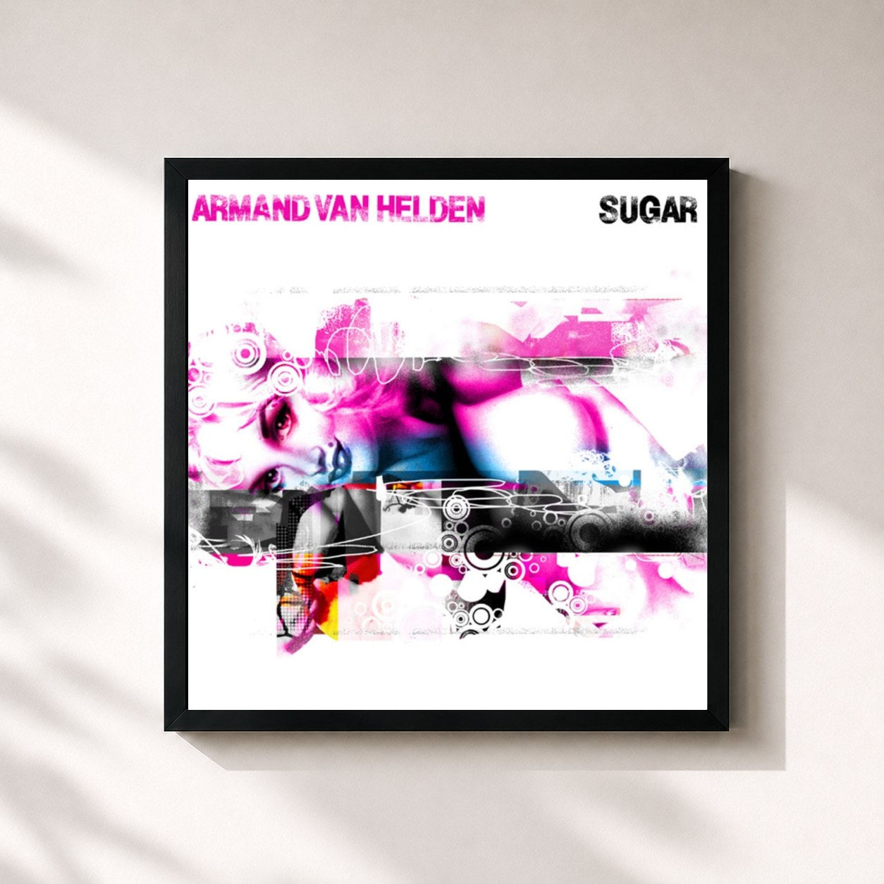 #noir Tableau carré de l'album When the Lights Go Down de Armand van Helden, cadre noir 32x32 cm
