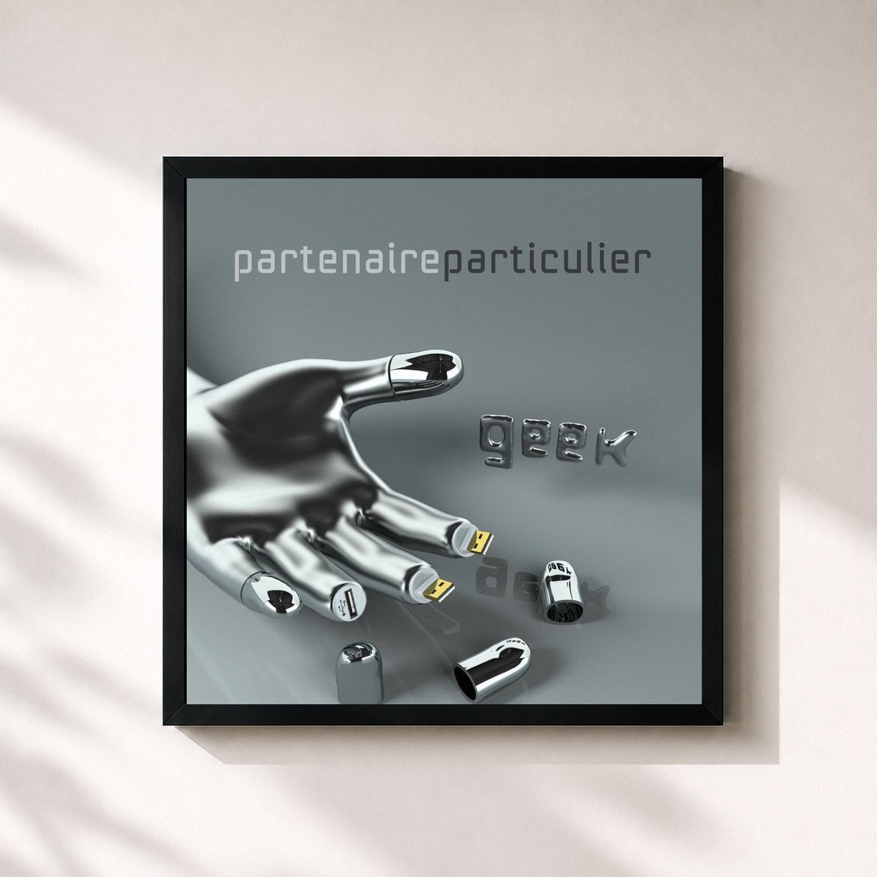 #noir Tableau carré de l'album Geek (Edition 2012) de Partenaire Particulier, cadre noir 32x32 cm