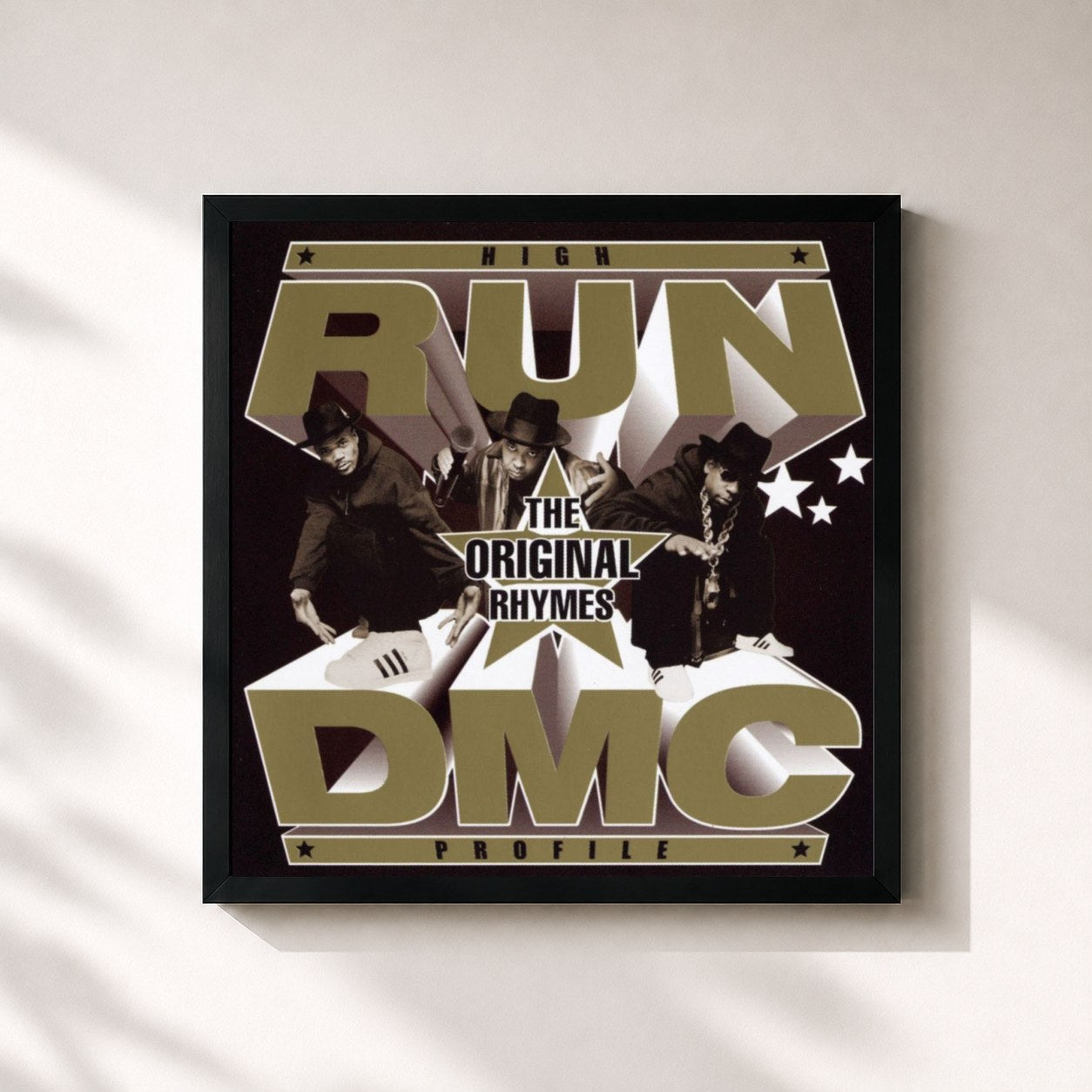 #noir Tableau carré de l'album RUN DMC "High Profile: The Original Rhymes" de Run-DMC, cadre noir 32x32 cm