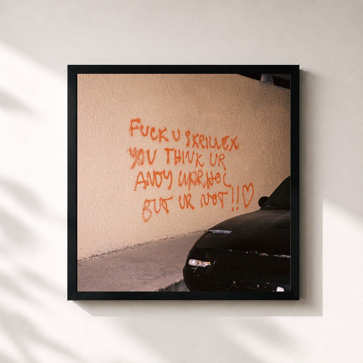 #noir Tableau carré de l'album F*CK U SKRILLEX YOU THINK UR ANDY WARHOL BUT UR NOT!! <3 de Skrillex, cadre noir 32x32 cm