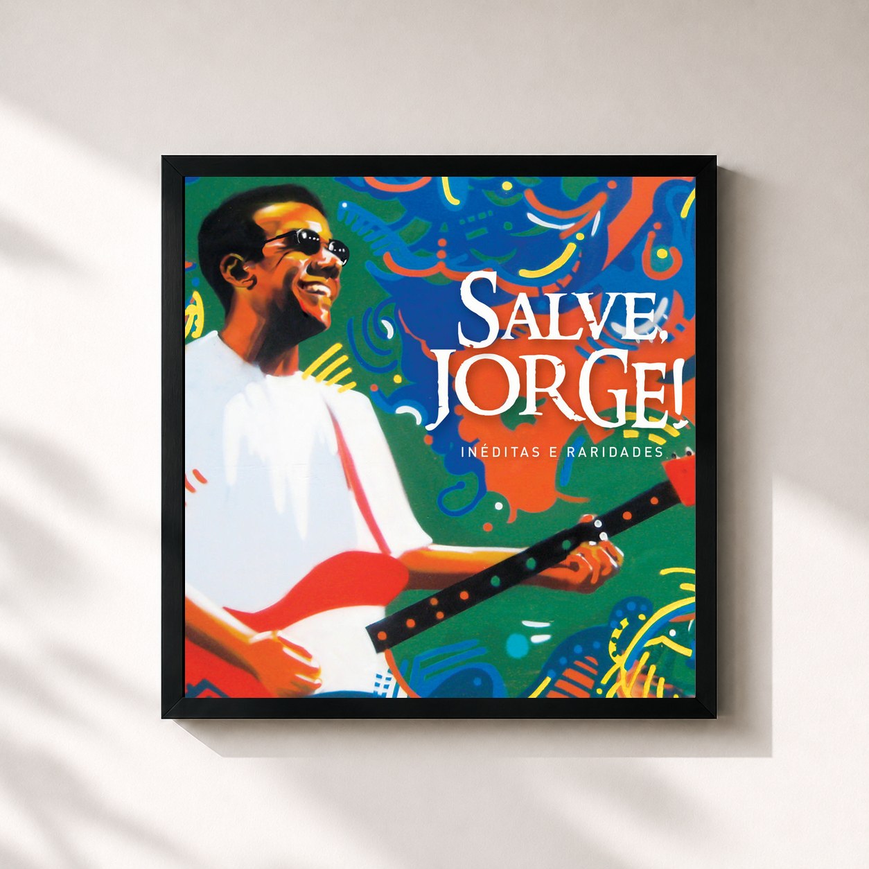 #noir Tableau carré de l'album Salve Jorge de Jorge Ben Jor, cadre noir 32x32 cm