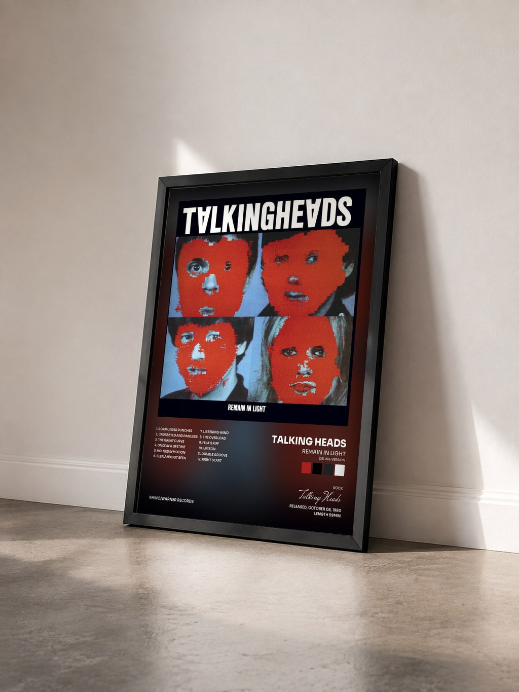 #noir Tableau de l'album Remain in Light (Deluxe Version) de Talking Heads vu de trois quarts, cadre noir