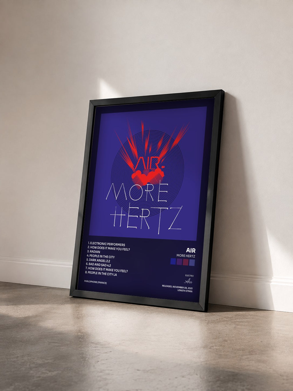 #noir Tableau de l'album More Hertz de Air vu de trois quarts, cadre noir