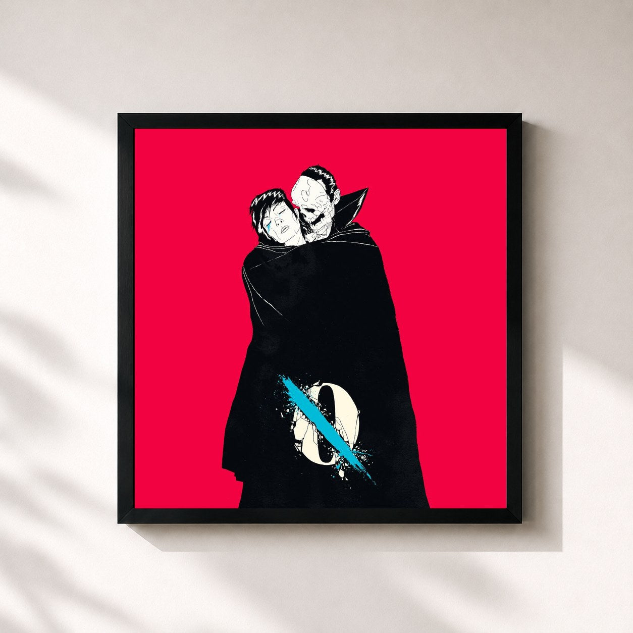 #noir Tableau carré de l'album ...Like Clockwork de Queens of the Stone Age, cadre noir 32x32 cm