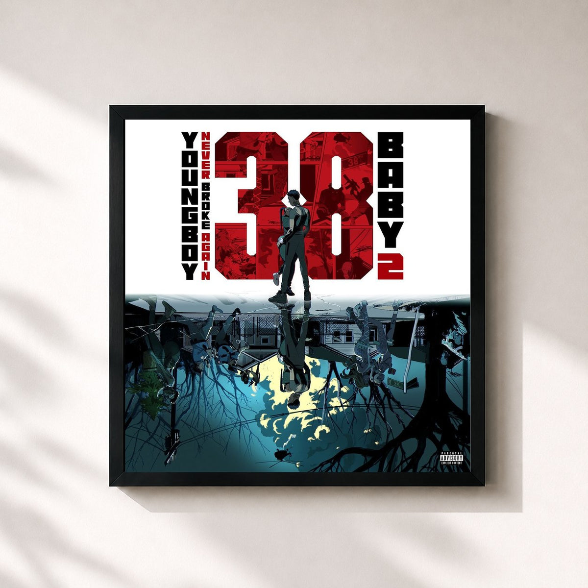 #noir 38 Baby 2 di YoungBoy Never Broke Again in stampa quadrata incorniciata, cornice nera 32x32 cm