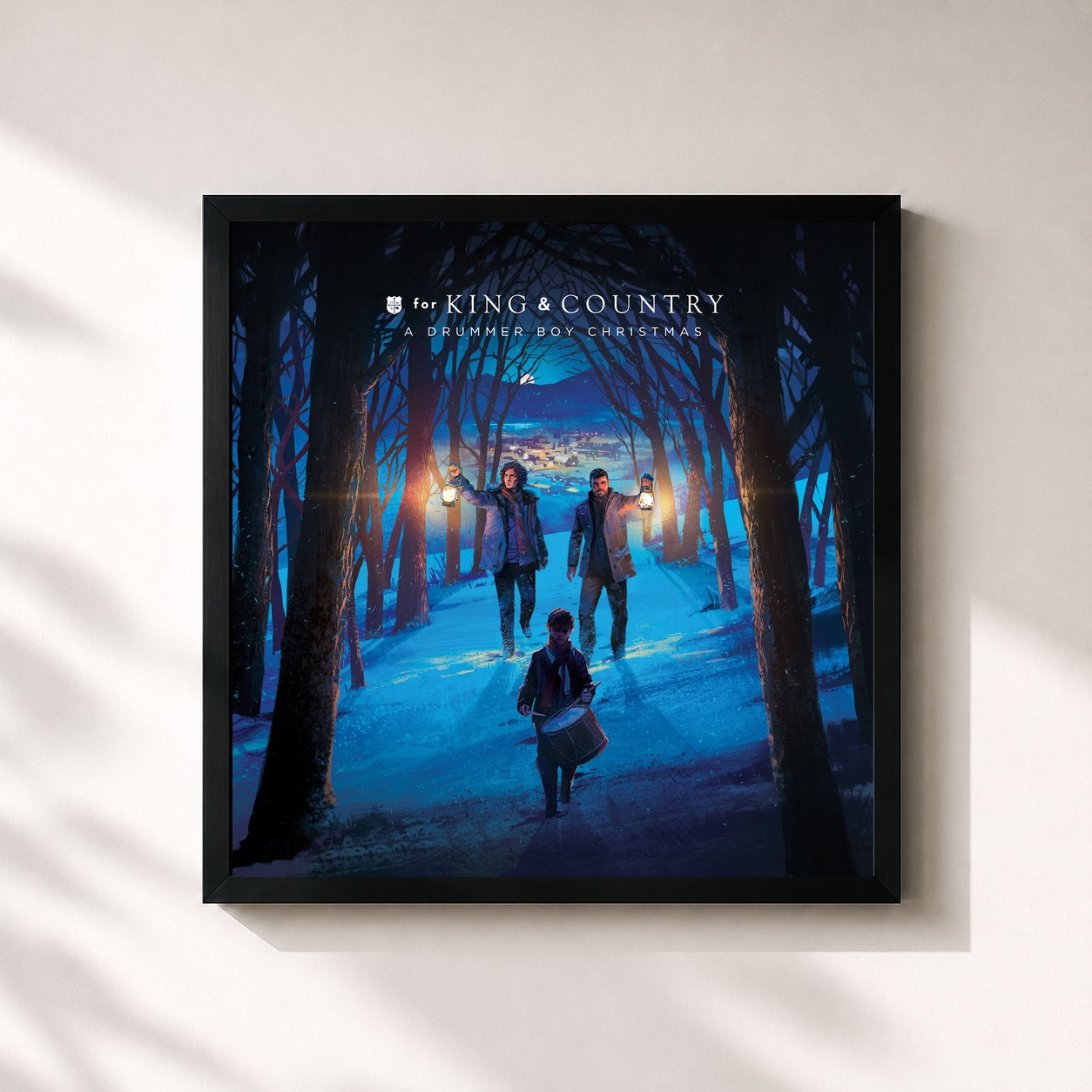 #noir Tableau carré de l'album A Drummer Boy Christmas de for King & Country, cadre noir 32x32 cm