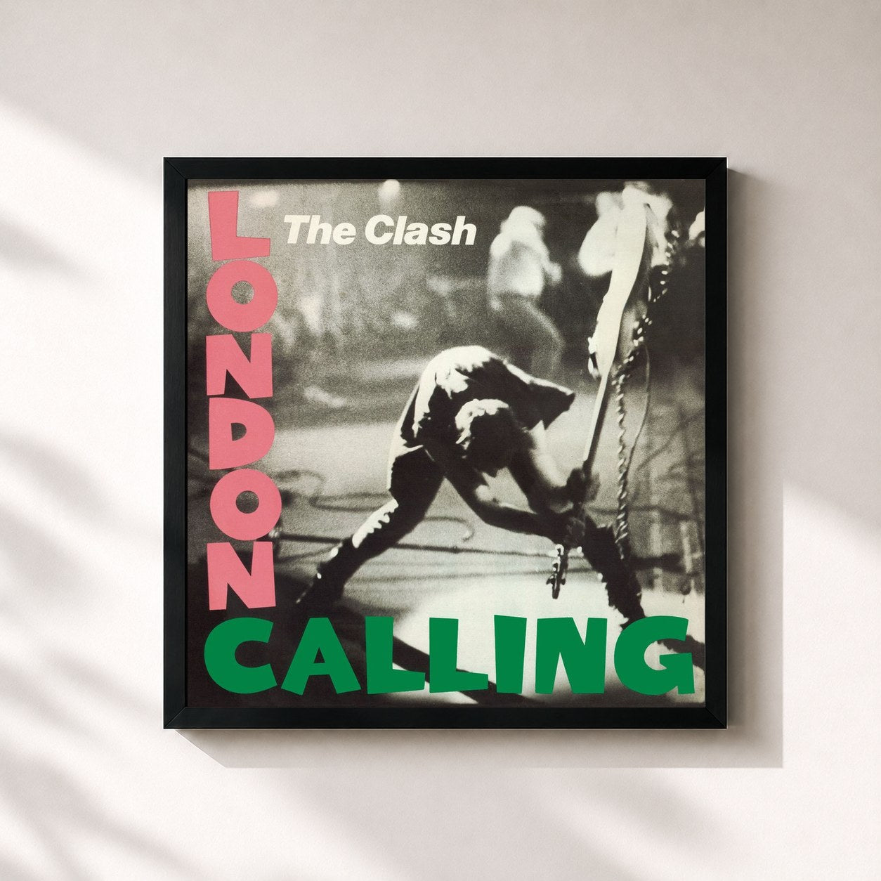 #noir Tableau carré de l'album London Calling (Remastered) de The Clash, cadre noir 32x32 cm