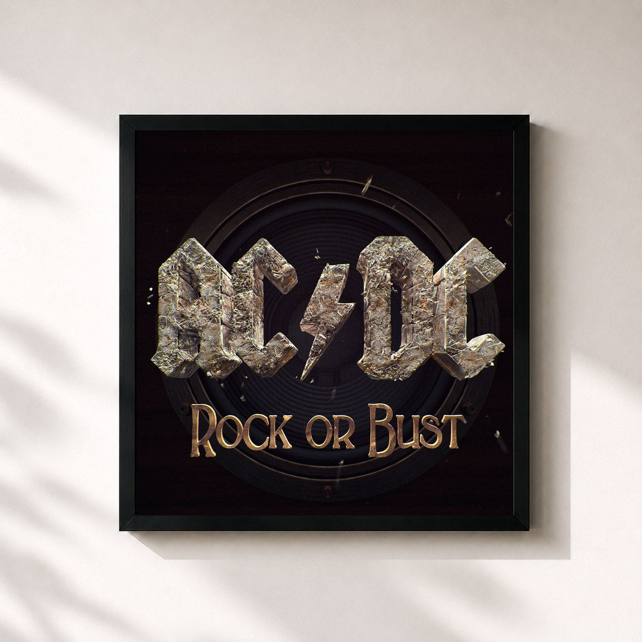 #noir Tableau carré de l'album Rock or Bust de AC/DC, cadre noir 32x32 cm