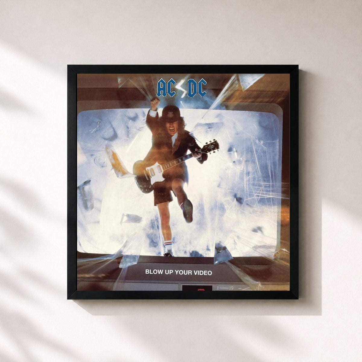 #noir Tableau carré de l'album Blow Up Your Video de AC/DC, cadre noir 32x32 cm