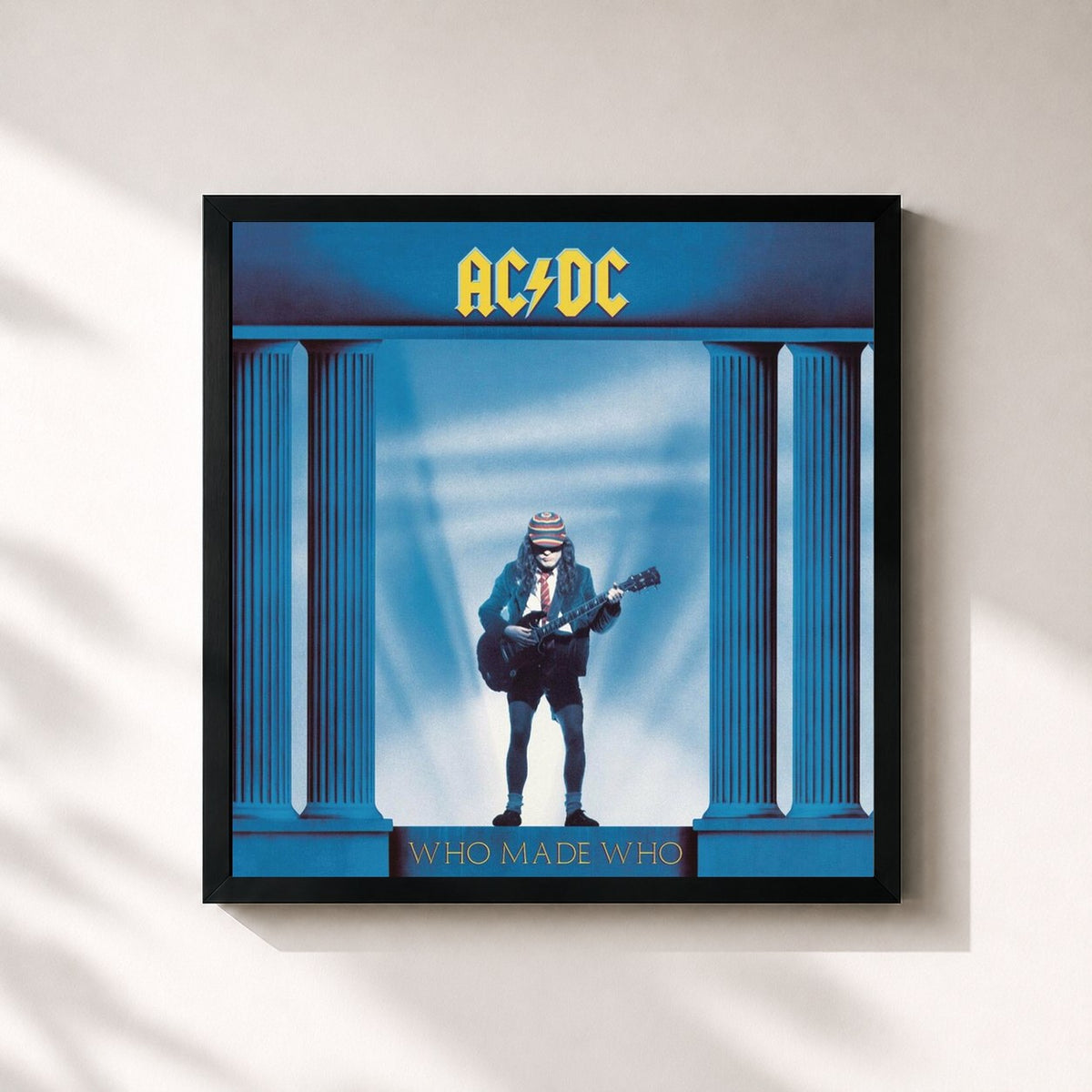 #noir Tableau carré de l'album Who Made Who de AC/DC, cadre noir 32x32 cm