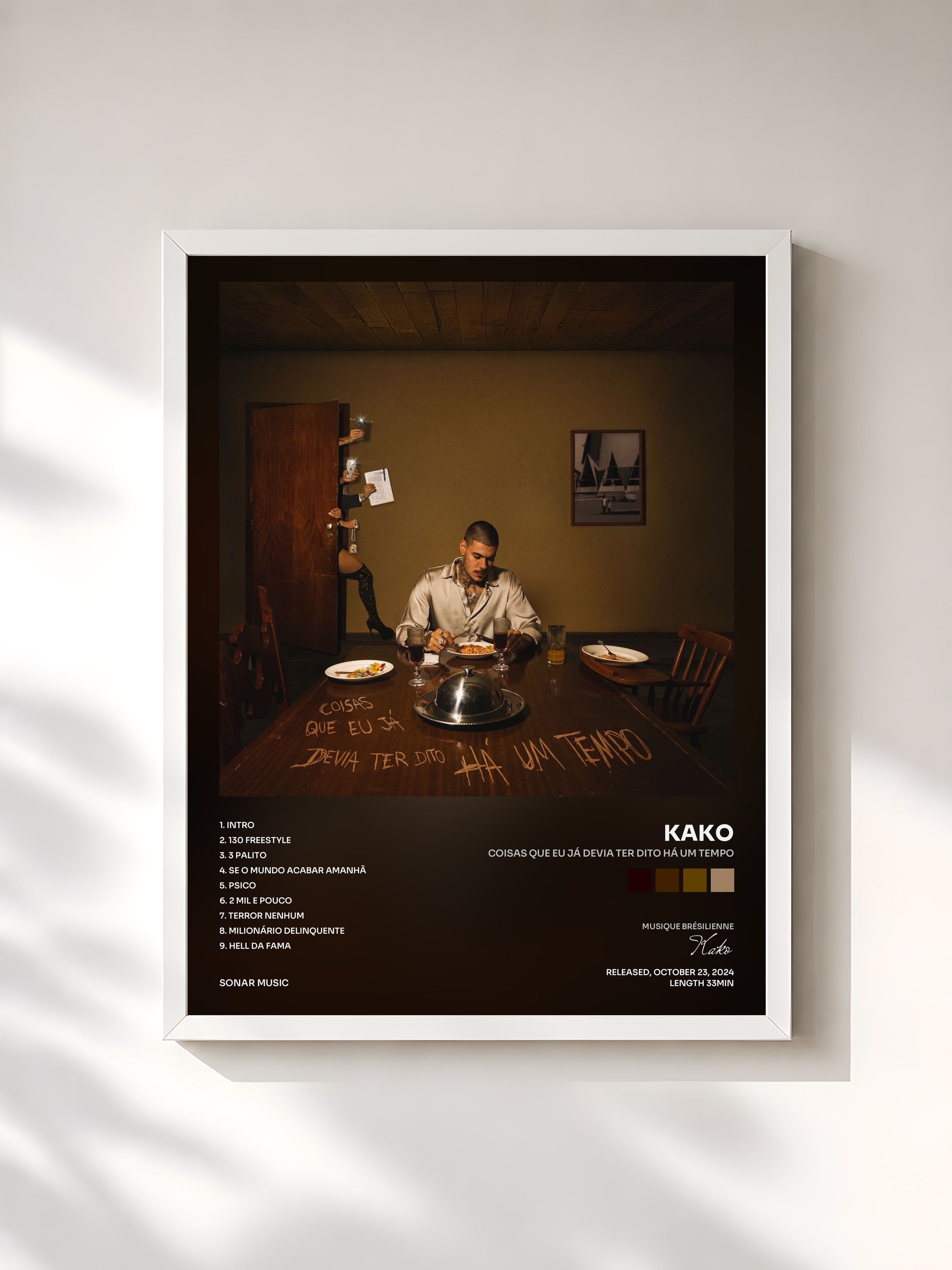 #blanc Tableau de l'album Coisas Que Eu Já Devia Ter Dito Há Um Tempo de Kako, cadre blanc, imprimé et encadré en France