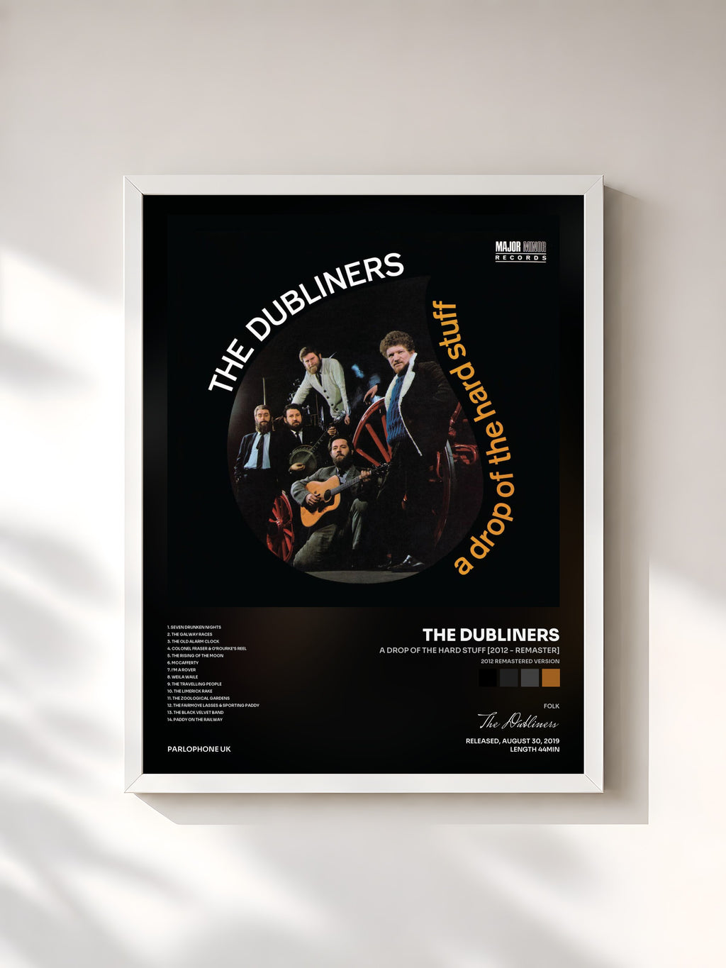 #blanc Tableau de l'album A Drop of the Hard Stuff [2012 - Remaster] (2012 Remastered Version) de The Dubliners, cadre blanc, imprimé et encadré en France