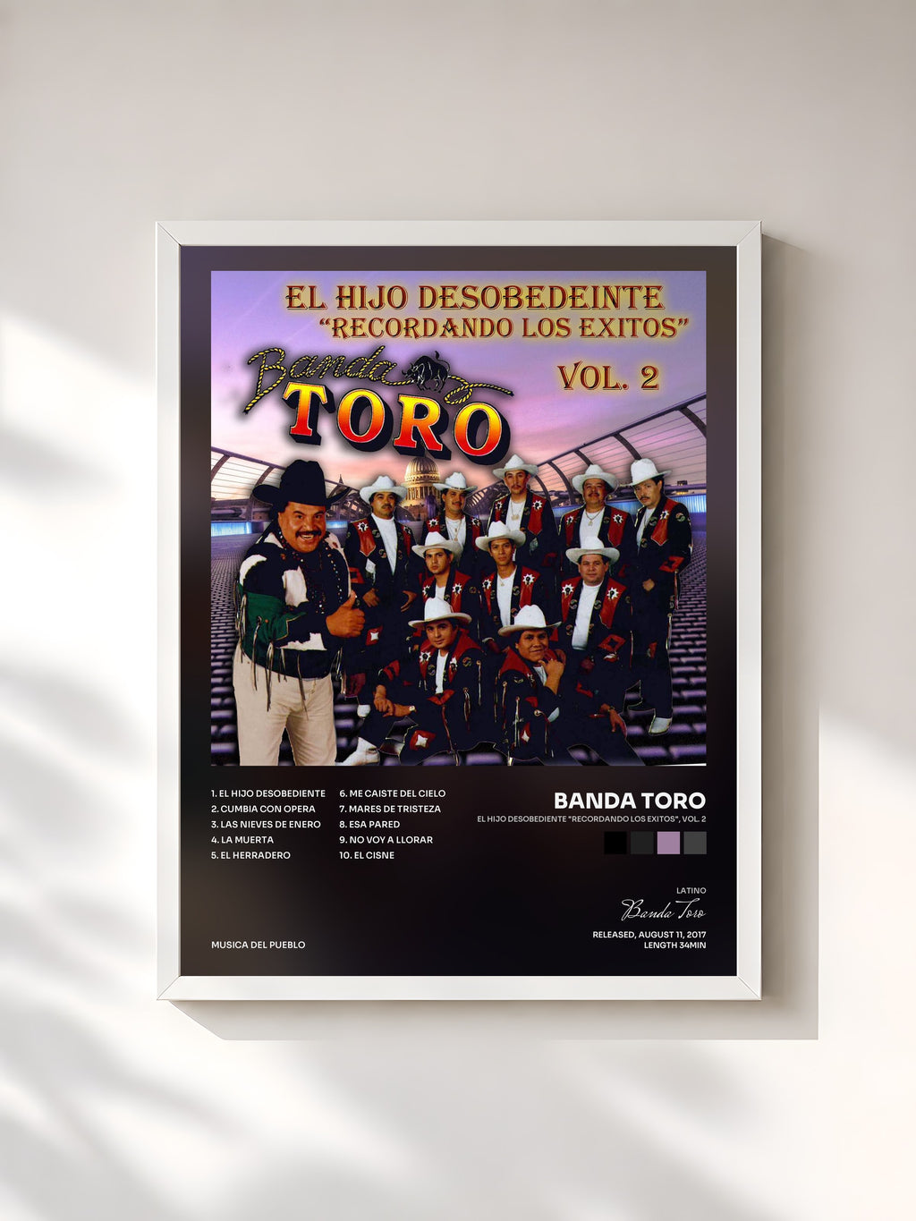 #blanc El Hijo Desobediente "Recordando los Exitos", Vol. 2 by Banda Toro as a framed art print, white frame, printed and framed in France