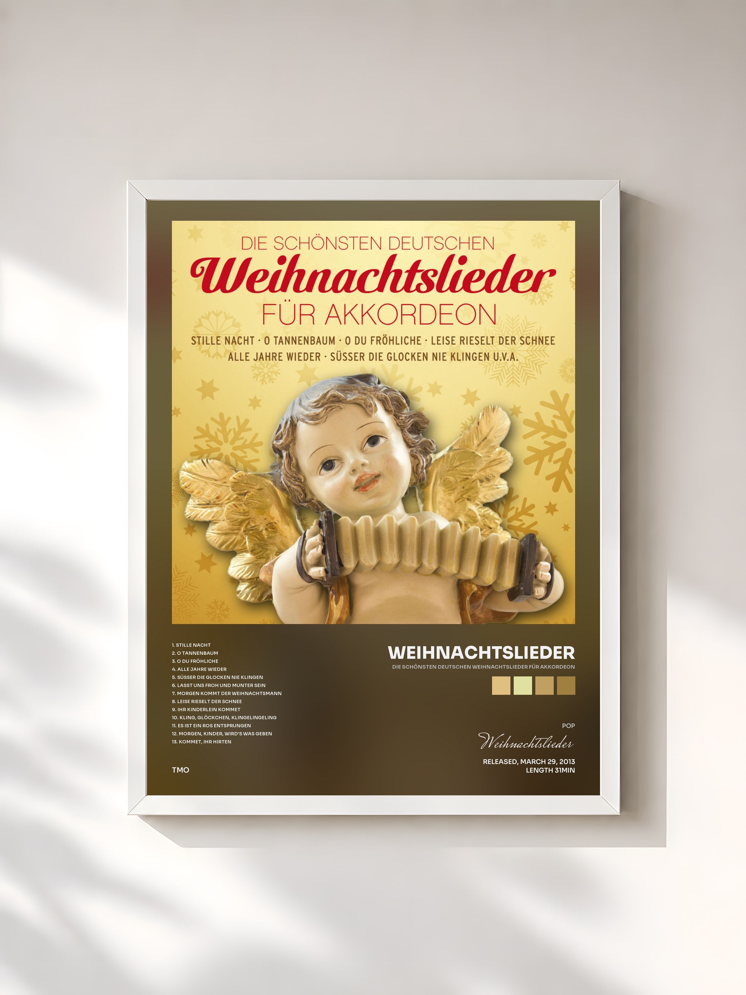 #blanc Tableau de l'album Die schönsten deutschen Weihnachtslieder für Akkordeon de Weihnachtslieder, cadre blanc, imprimé et encadré en France