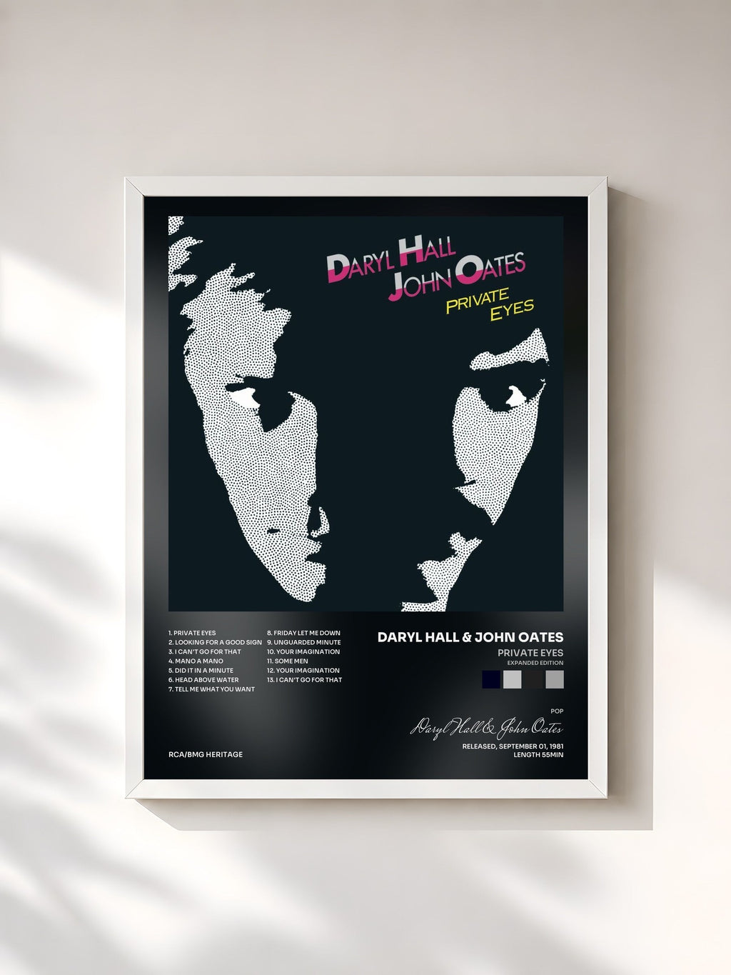 #blanc Private Eyes (Expanded Edition) di Daryl Hall & John Oates in stampa incorniciata, cornice bianca, stampata e incorniciata in Francia