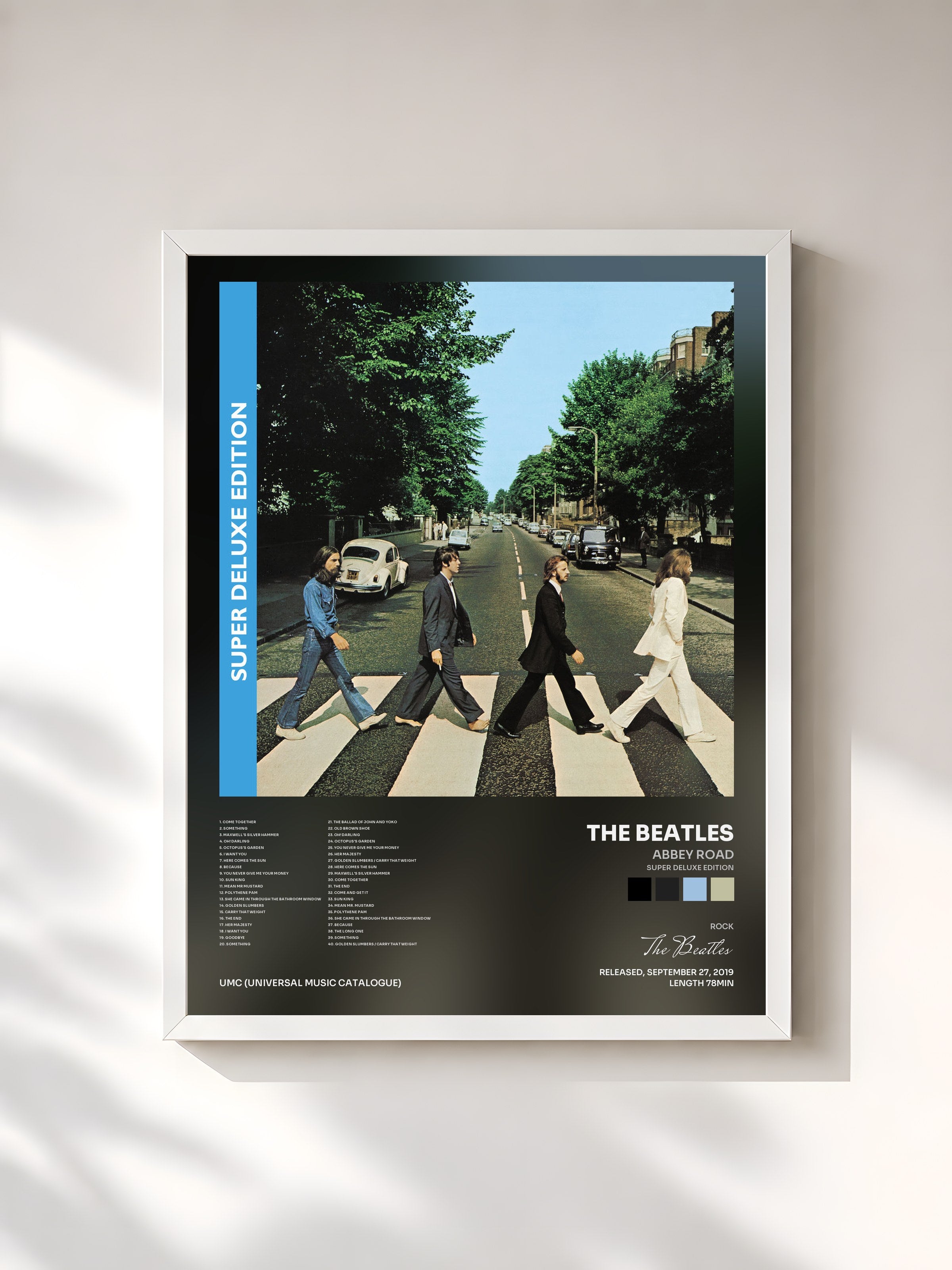 #blanc Abbey Road (Super Deluxe Edition) de The Beatles en lámina enmarcada, marco blanco, impresa y enmarcada en Francia