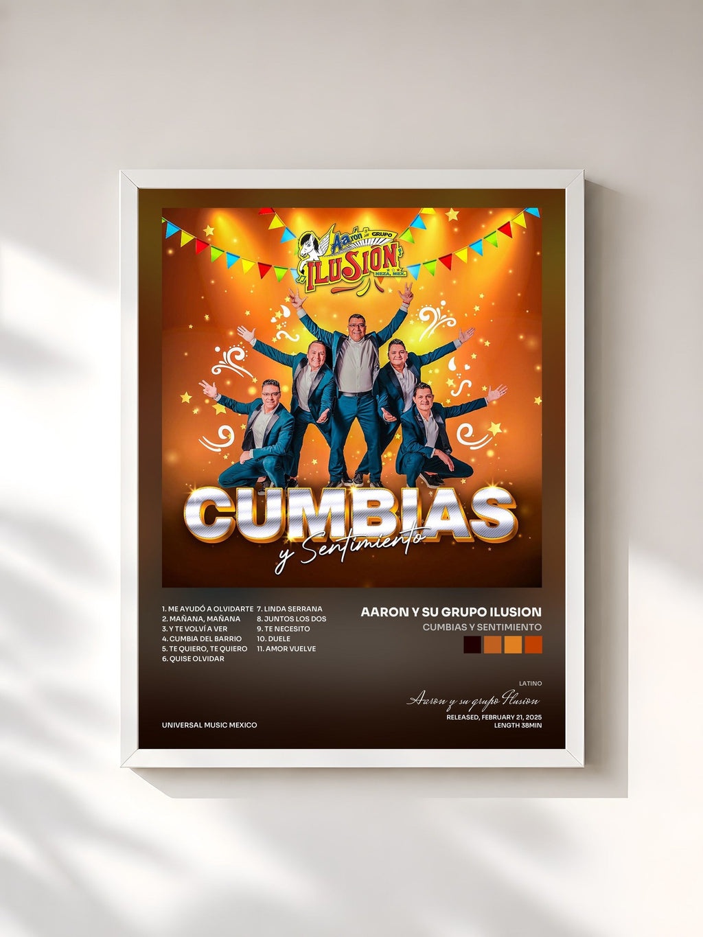 #blanc Cumbias y Sentimiento di Aaron y su grupo Ilusion in stampa incorniciata, cornice bianca, stampata e incorniciata in Francia
