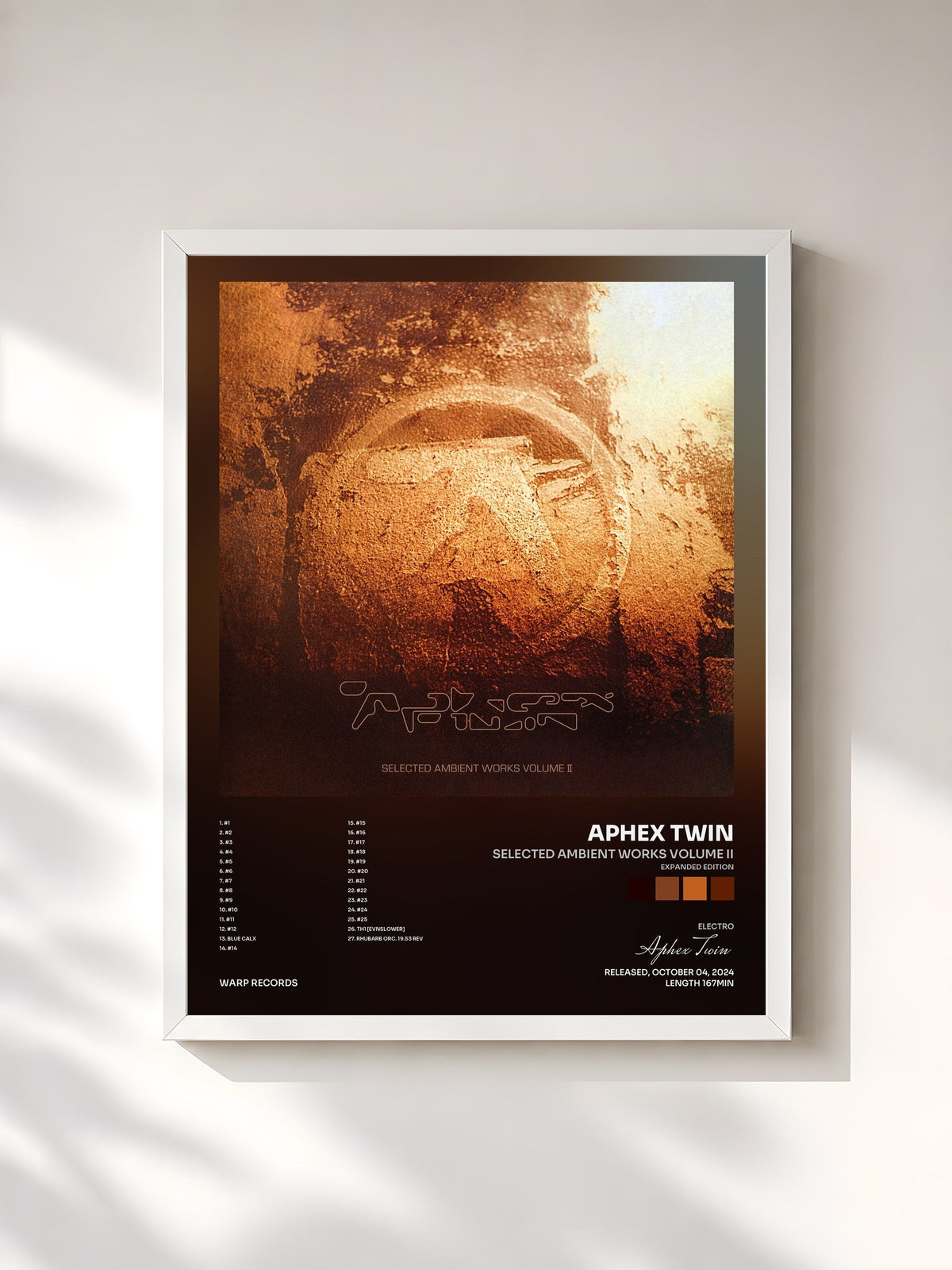 #blanc Tableau de l'album Selected Ambient Works Volume II (Expanded Edition) de Aphex Twin, cadre blanc, imprimé et encadré en France