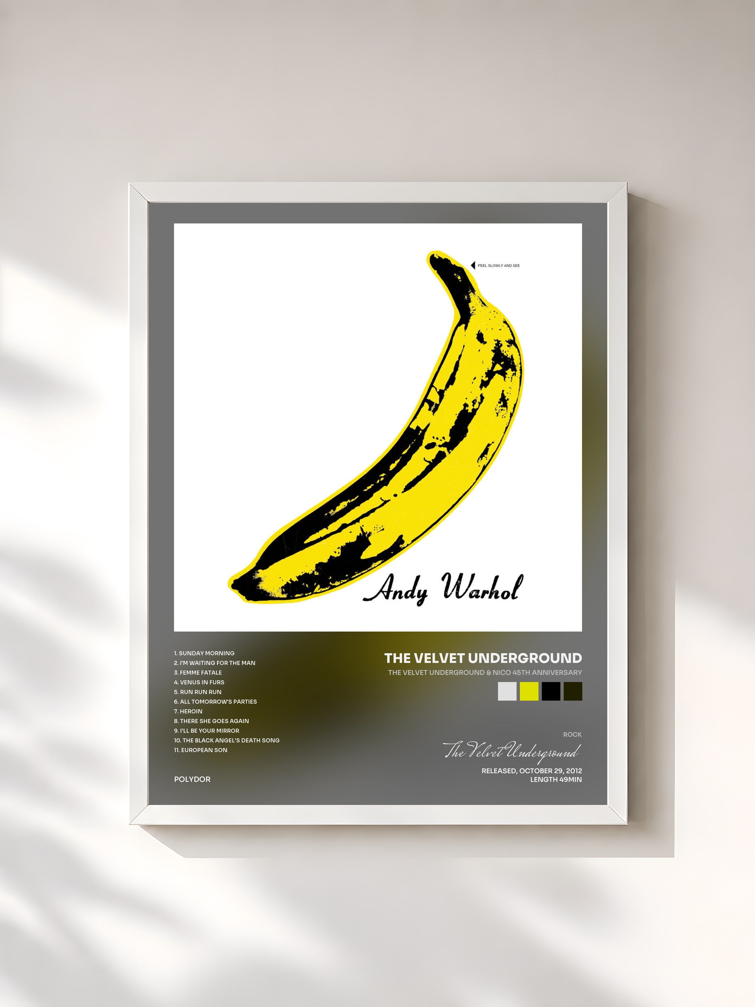 #blanc The Velvet Underground & Nico 45th Anniversary de The Velvet Underground en lámina enmarcada, marco blanco, impresa y enmarcada en Francia