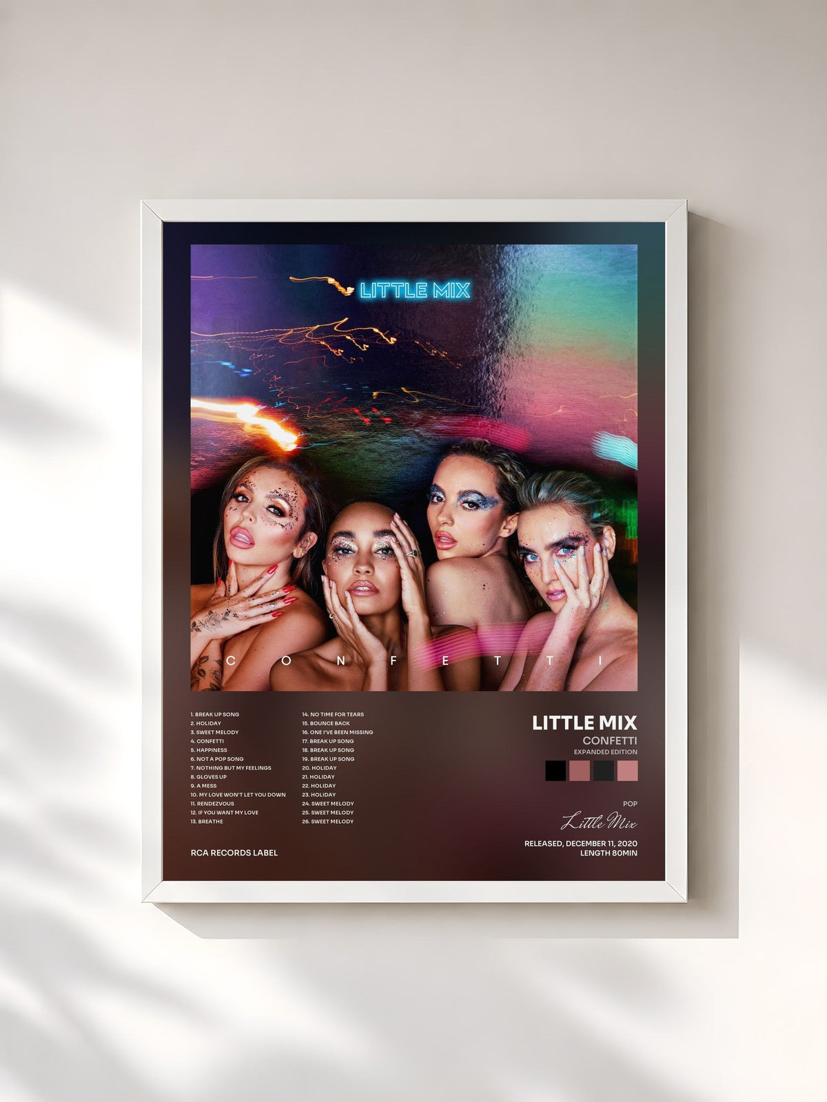 #blanc Tableau de l'album Confetti (Expanded Edition) de Little Mix, cadre blanc, imprimé et encadré en France