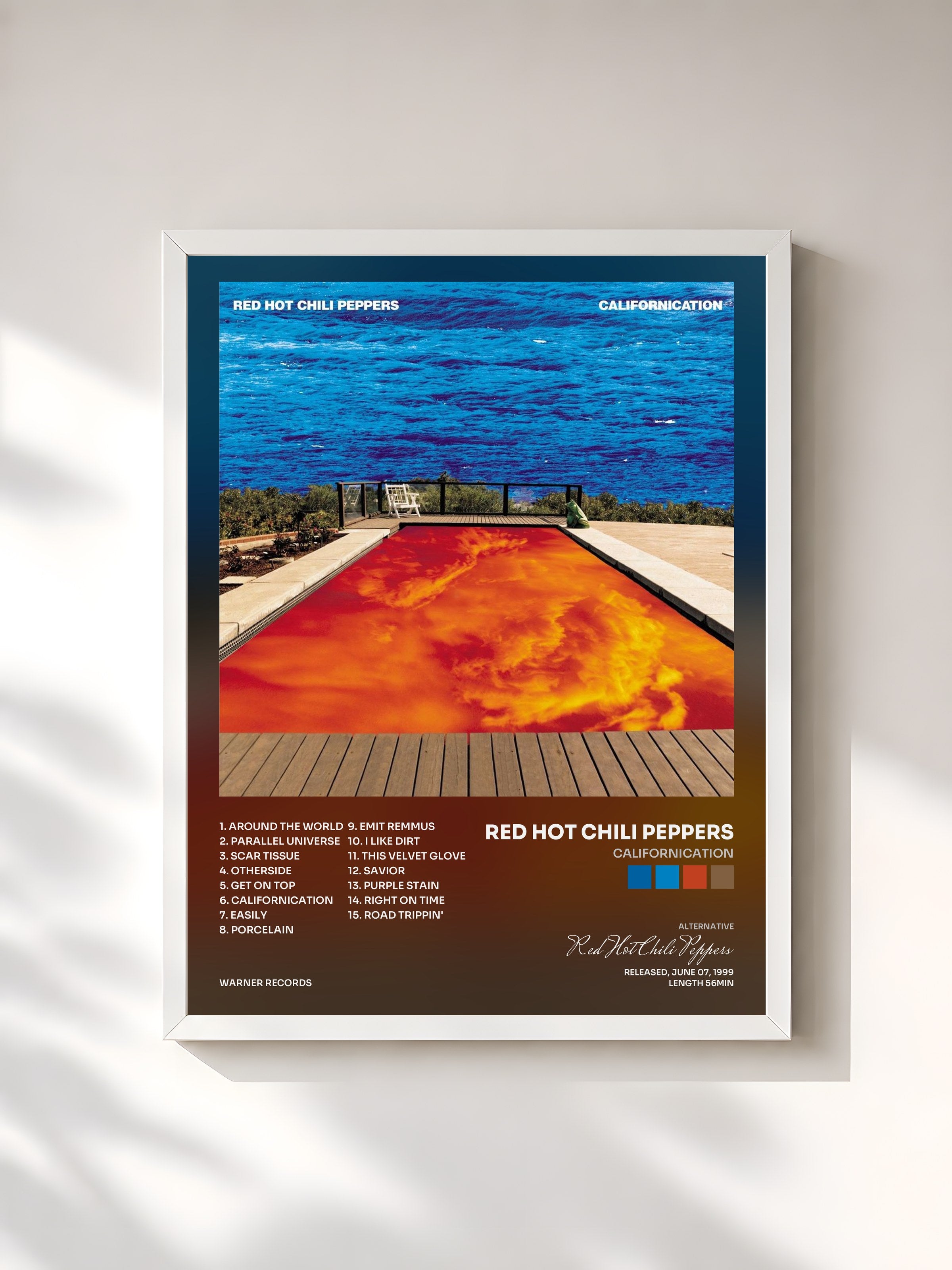 #blanc Californication di Red Hot Chili Peppers in stampa incorniciata, cornice bianca, stampata e incorniciata in Francia