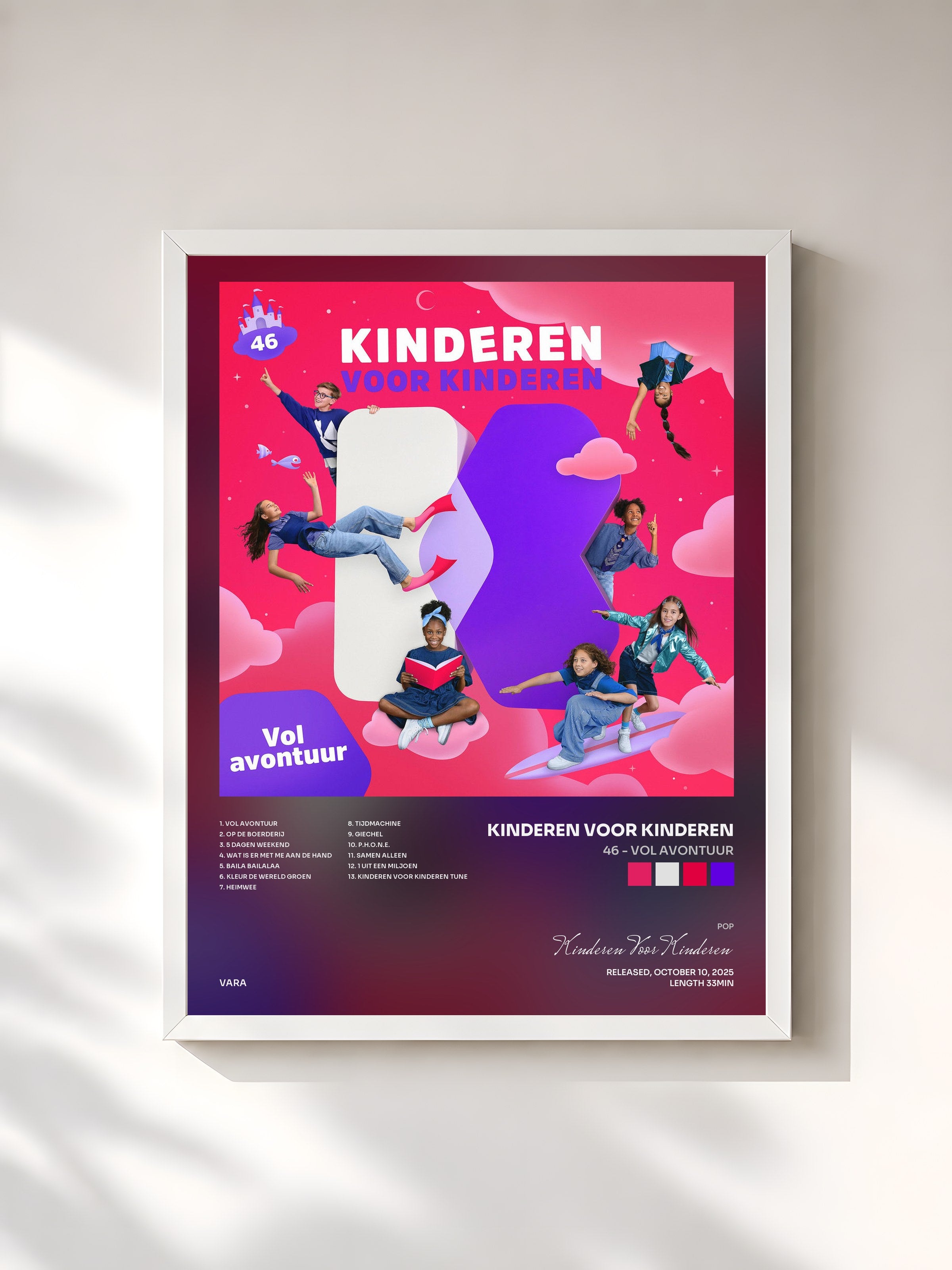 #blanc Tableau de l'album 46 - Vol avontuur de Kinderen Voor Kinderen, cadre blanc, imprimé et encadré en France